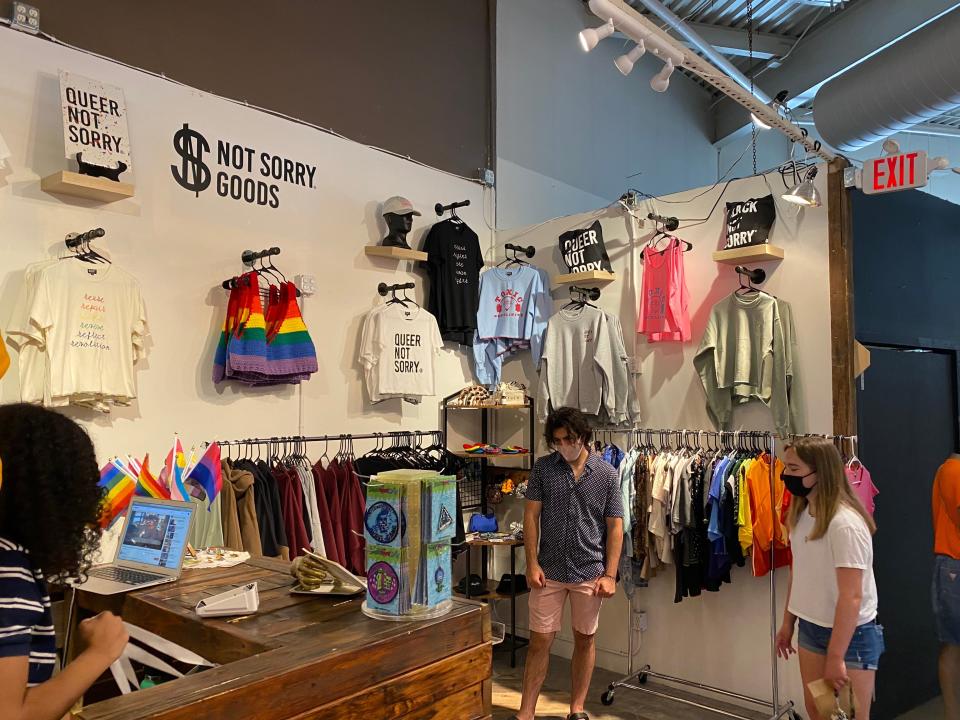 A shop in the Rust Belt Market in ferndale selling pride goods