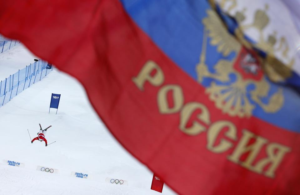 Tereza Vaculikova of the Czech Republic performs a jump during the women's freestyle skiing moguls qualification round at the 2014 Sochi Winter Olympic Games in Rosa Khutor, in this February 8, 2014 file photo. REUTERS/Mike Blake/Files (RUSSIA - Tags: SPORT SKIING OLYMPICS TPX IMAGES OF THE DAY)