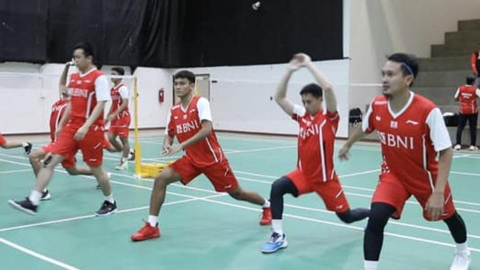 &lt;p&gt;Tim Piala Thomas Indonesia 2022 melahap sesi latihan resmi perdana di Bangkok, Thailand, Kamis (5/5/2022). (dok. PBSI)&lt;/p&gt;
