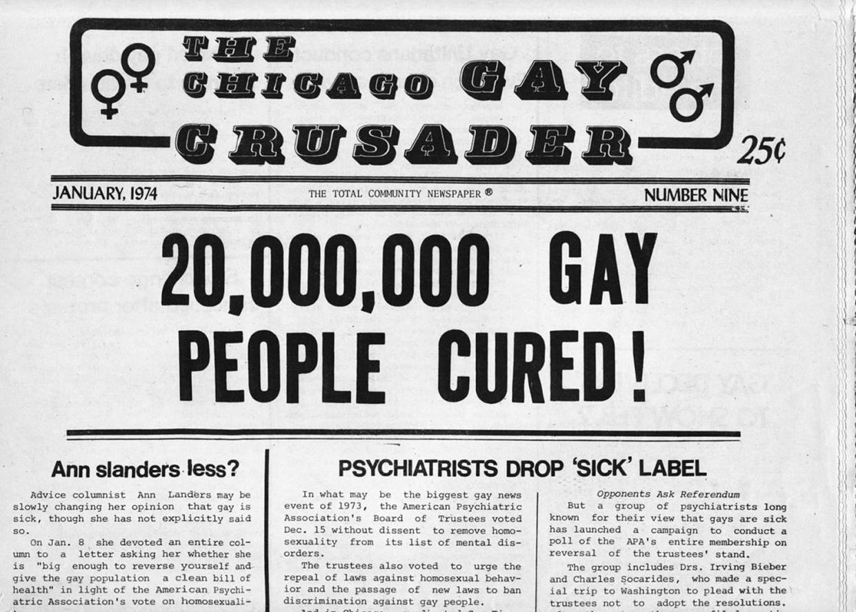 Many outlets covered the APA’s decision to remove homosexuality from its list of mental disorders. (The Chicago Gay Crusader / Windy City Times)