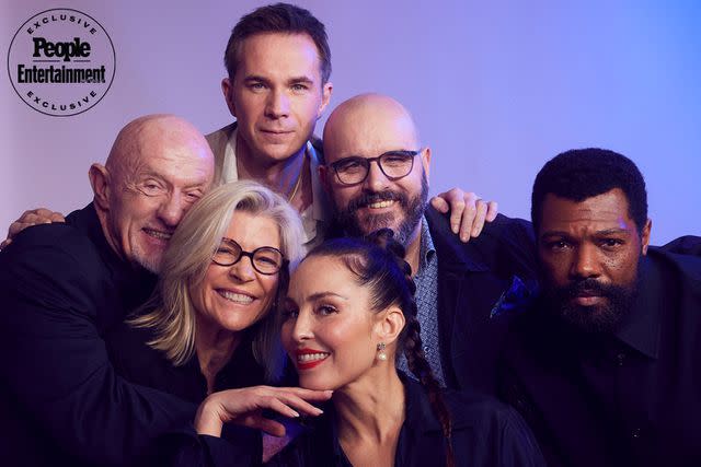 <p>Corey Nickols/Contour by Getty</p> (Clockwise from far left) Jonathan Banks, James D'Arcy, Peter Harness, Will Catlett, Noomi Rapace, and Michelle MacLaren of 'Constellation'