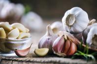 <p>Though garlic breath may not be appealing, the pungent smell is well worth it. Garlic works as an anti-inflammatory and the antioxidants and antibacterial properties can even act as a clearing agent for your skin. On top of adding garlic to your diet, here are <a href="https://www.theactivetimes.com/healthy-living/most-inflammatory-foods?referrer=yahoo&category=beauty_food&include_utm=1&utm_medium=referral&utm_source=yahoo&utm_campaign=feed" rel="nofollow noopener" target="_blank" data-ylk="slk:the most inflammatory foods to avoid.;elm:context_link;itc:0;sec:content-canvas" class="link ">the most inflammatory foods to avoid.</a></p>