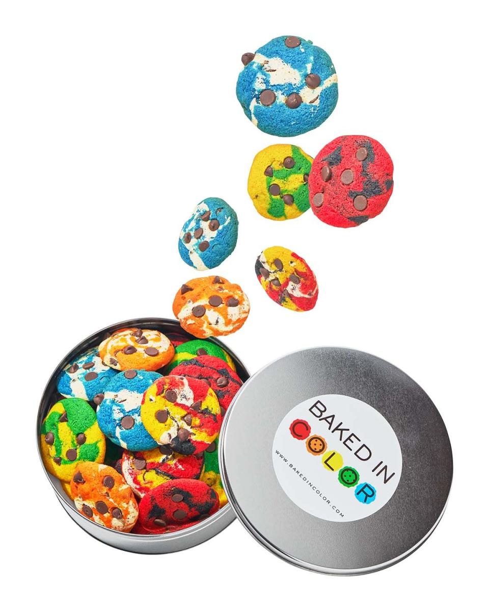 <p><a href="https://www.bakedincolor.com/shop-1/college-colors-cookie-tin" rel="nofollow noopener" target="_blank" data-ylk="slk:Shop Now;elm:context_link;itc:0;sec:content-canvas" class="link ">Shop Now</a></p><p>College Colors Chocolate Chip Cookie Tin</p><p>bakedincolor.com</p><p>$45.00</p>