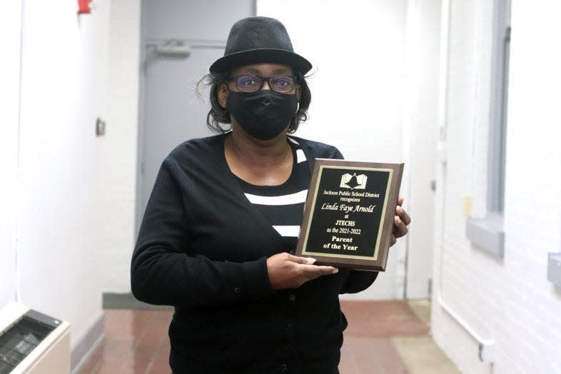 Linda Faye Arnold, a grandparent of a senior at JPS Tougaloo Early College High School, was named as the district's Parent of the Year for 2022 for helping to provide food and snacks for students and staff at the school.