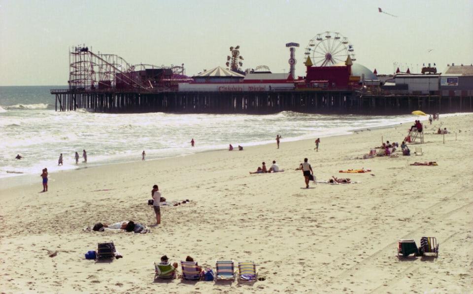 The Seaside Heights beach and boardwalk are pictured in 1994.