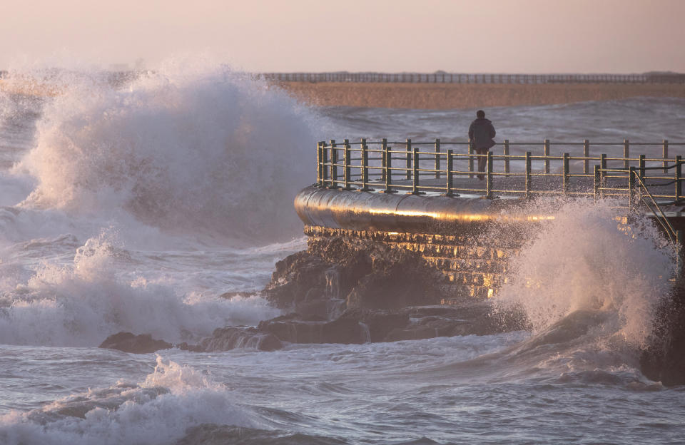 In Sunderland, Storm Alex brought rough seas to the coastline amid weather warnings from the Met Office. (SWNS)