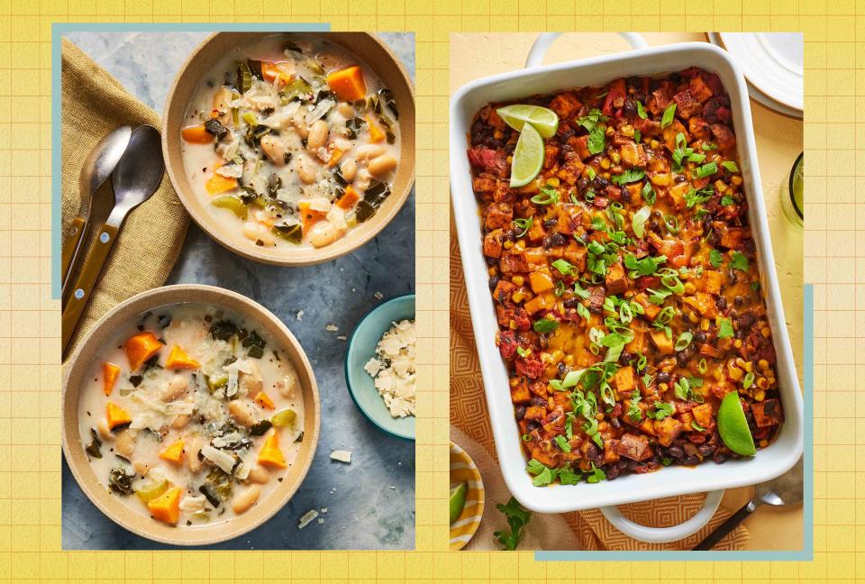 <p>20-Minute White Bean Soup: Jen Causey. Cheesy Sweet Potato & Black Bean Casserole: l</p>