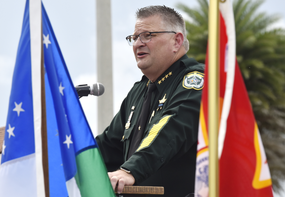 A third candidate has emerged with new allegations of election meddling against Brevard County Sheriff Wayne Ivey. Ivey speaks at an event on Merritt Island for the 20th anniversary of the 9/11 terror attacks in this 2021 file photo.