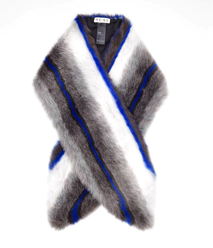 Reiss Griffin Faux Fur Stole in Blue