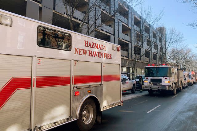 <p>Rick Fontana/New Haven Emergency Management via AP</p> New Haven Fire Department vehicles on Jan. 17, 2024, in New Haven, CT.