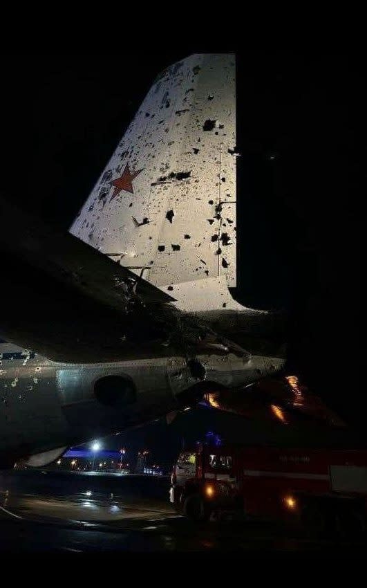 The first picture has emerged of the Russian Il-22 that was forced into an emergency landing after an attack on Sunday night that was later claimed by Ukraine