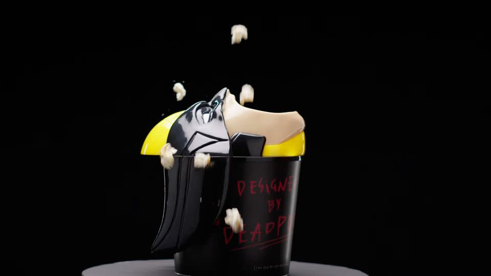 The Wolverine popcorn bucket. - From Ryan Reynolds/YouTube