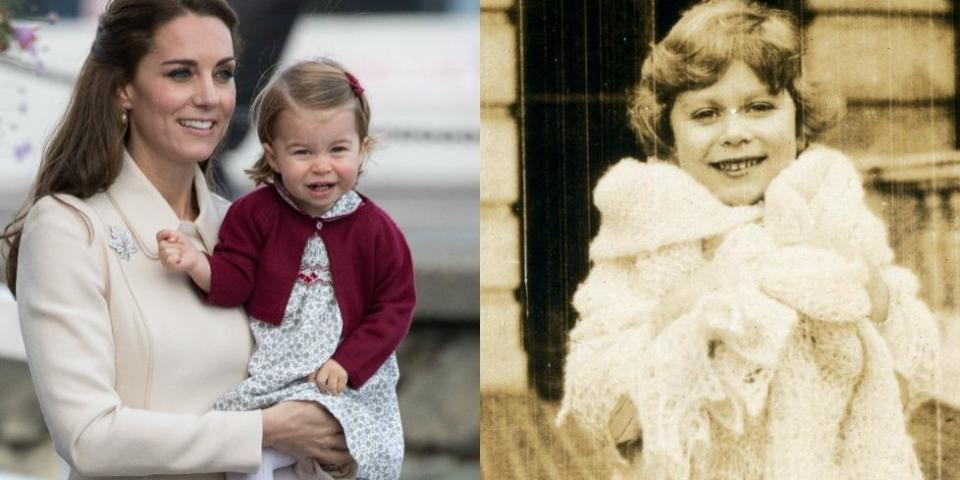 Not only do they have the same hair but Princess Charlotte and the Queen even have matching smiles.