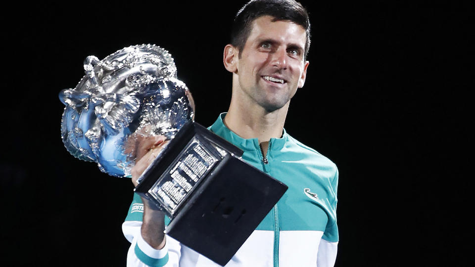 Novak Djokovic, pictured here after winning the 2021 Australian Open.