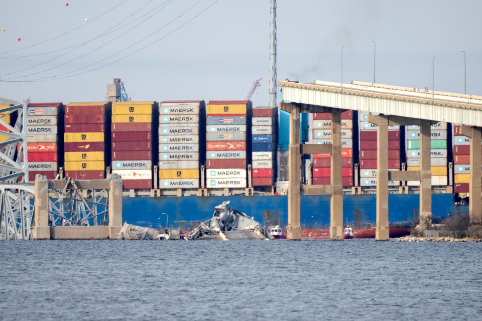 The Francis Scott Key Bridge, a major span over the Patapsco River in Baltimore, collapsed March 26, 2024 in Baltimore, Maryland after it was struck by a large cargo ship, prompting a massive emergency response for multiple people in the water. The Baltimore City Fire Department described the collapse as a mass-casualty incident.