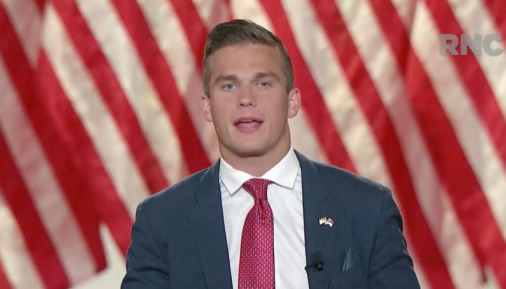 North Carolina congressional nominee Madison Cawthorn addresses the virtual convention on August 26, 2020. (Photo Courtesy of the Committee on Arrangements for the 2020 Republican National Committee via Getty Images)