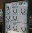 The shoe board at the 138th Kentucky Derby horse race at Churchill Downs Saturday, May 5, 2012, in Louisville, Ky.