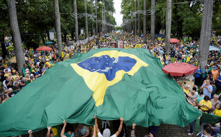 People gather in Liberdade square during a protest against corruption in Belo Horizonte, Brazil December 4, 2016. REUTERS/Washington Alves