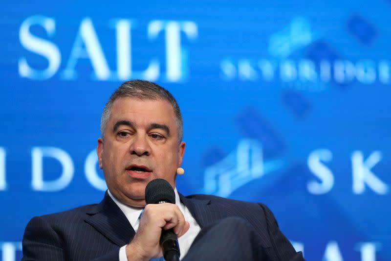 FILE PHOTO: David Bossie, Donald Trump's deputy campaign manager and political activist, speaks during the SALT conference in Las Vegas