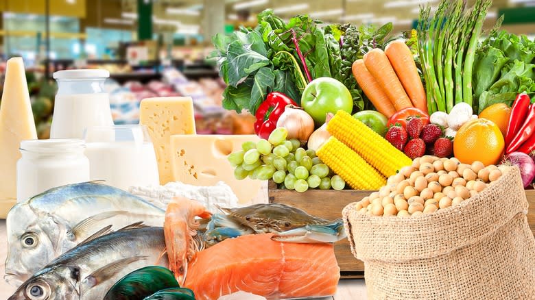 Health food store produce shelves