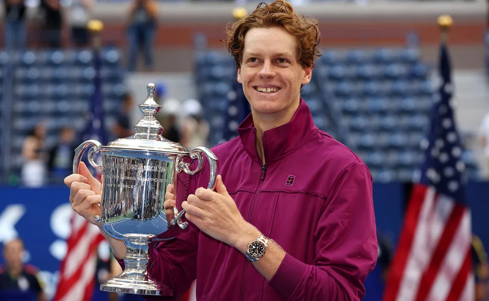 Jannik Sinner, pictured here with the US Open trophy. 