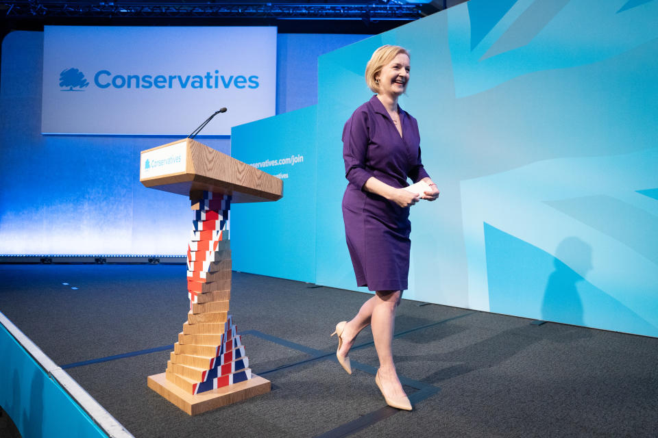 Liz Truss M.P. at the Queen Elizabeth II Centre in London after it was announced she is the new Conservative party leader, and will become the next Prime Minister. Picture date: Monday September 5, 2022.