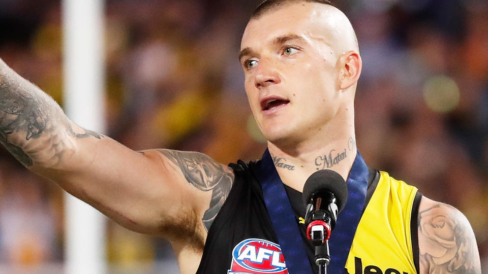 Rumours have swirled that Richmond star Dustin Martin could move to a Sydney-based team when he hits free agency in two years. (Photo by Michael Willson/AFL Photos via Getty Images)