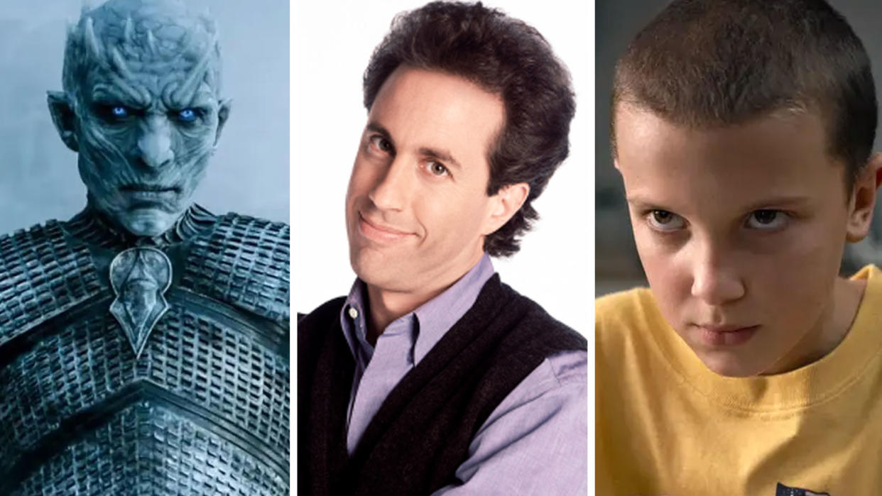  A collage of Game of Thrones, Seinfeld and Stranger Things 