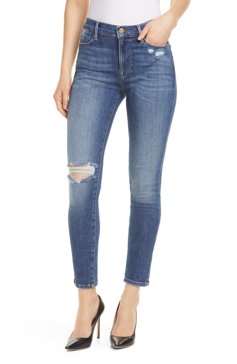 Frame Le High Waist Skinny Jeans in saxon