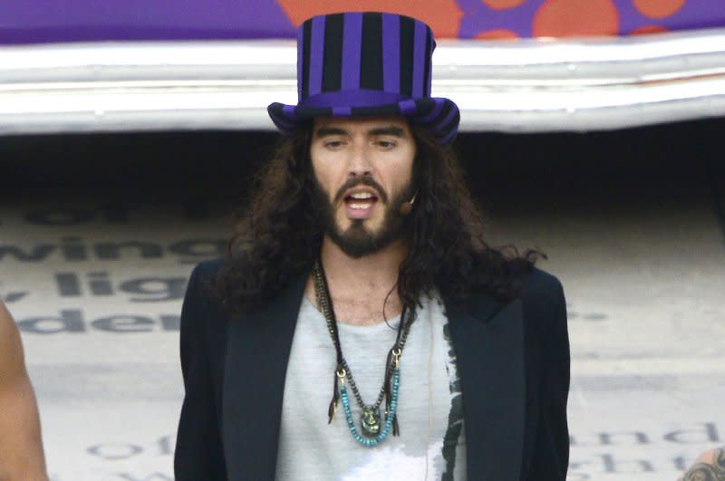 Russell Brand rehearses his part in the closing ceremony of the London 2012 Summer Olympics. File Photo by Ron Sachs/UPI