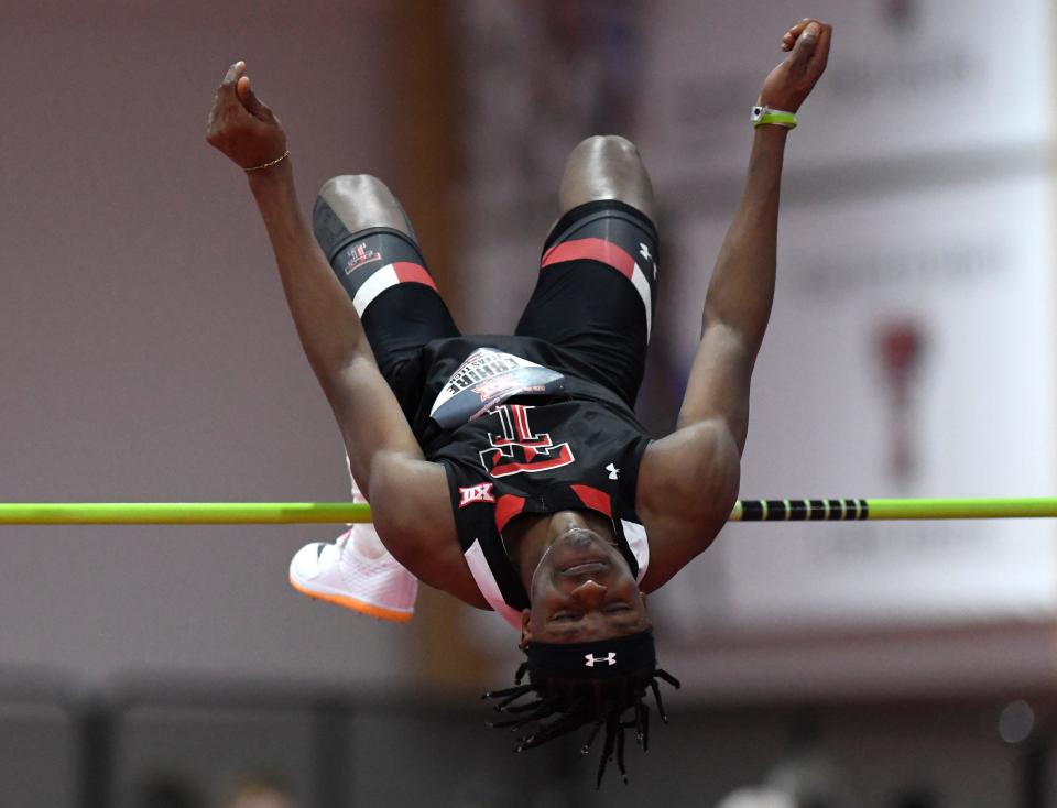 Texas Tech's Omamuyovwi Erhire is ranked No. 6 in NCAA Division I this season in the high jump based on his season-best of 7 feet, 3 3/4 inches.