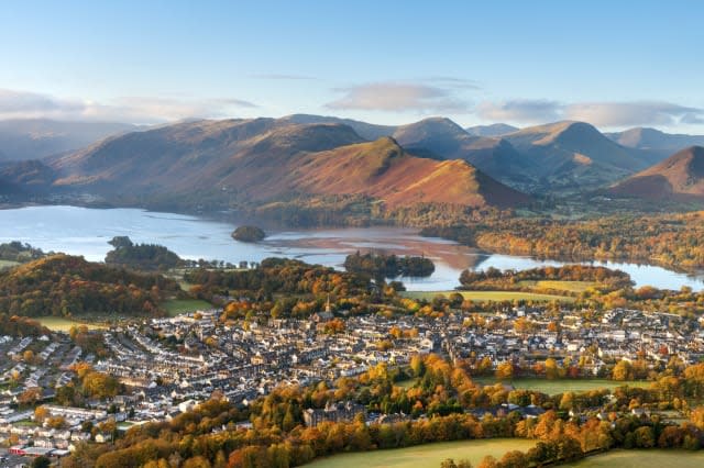 Looking over the small town of Keswick on the edge of Derwent Water in the Lake District National Park.