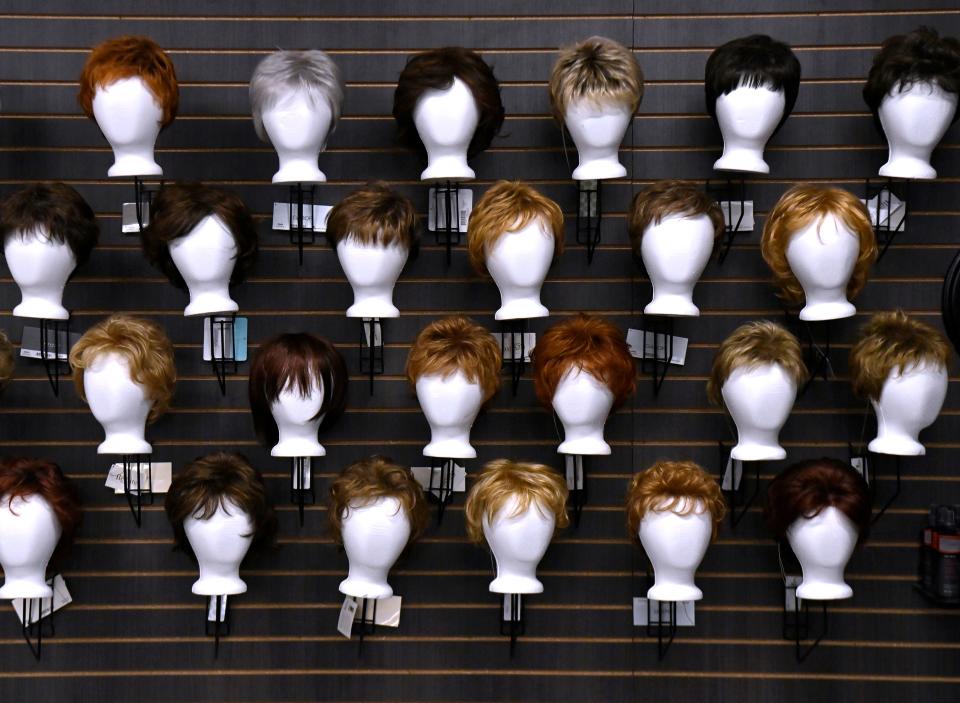 Wigs for patients experiencing hair loss on on display Thursday at Hendrick Medical Supply at the newly opened Hendrick Service Center in the Mall of Abilene. Occupying the same building as the mall’s former Sears department store, the upgraded medical supply business is located in the same part of the renovated building where customers used to purchase lawn mowers and other yard tools.
