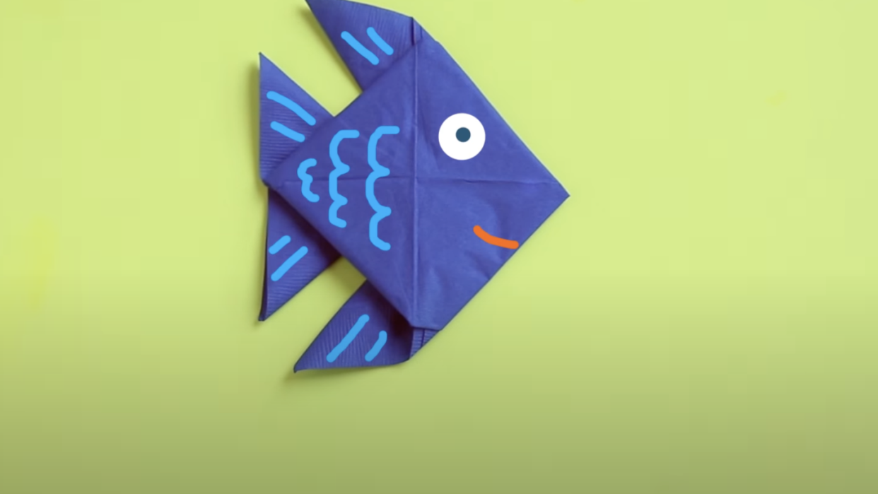 fish napkin, blue