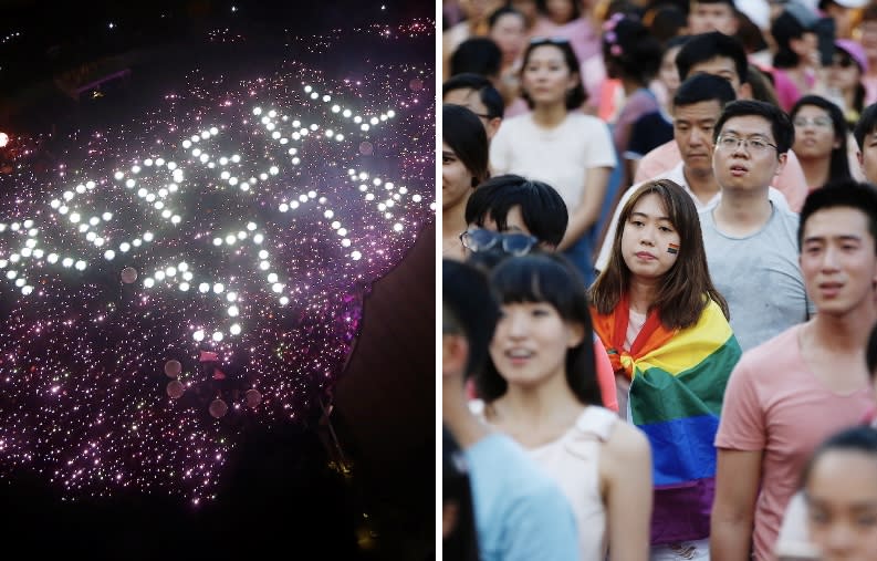 A woman wrapped in the rainbow flag is seen at the Pink Dot rally, Singapore’s annual gay pride rally on 1 July, 2017. (Reuters file photos)