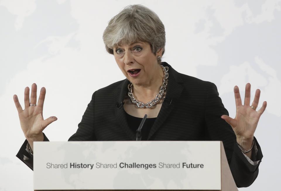 Prime Minister Theresa May attempted to unblock the Brexit talks with a speech proposing a two-yer transition period after the Uk leaves the EU in 2019 (AP Photo/Alessandra Tarantino)