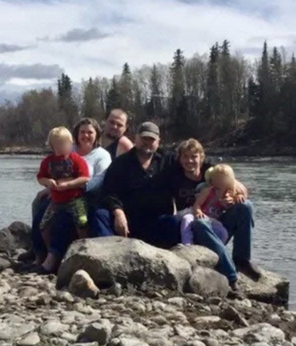 The Wagner family spent mid-2017 to mid-2018 in Kenai, Alaska, as Ohio investigators put together the case against them for the April 2016 shooting deaths of Pike County's Rhoden family. From left are Bulvine (son of George Wagner IV), Angela Wagner, Billy Wagner, Jake Wagner and his daughter, Sophia.