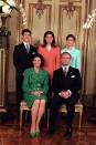 <p>Princess Madeleine, Princess Victoria, King Carl XVI Gustaf, Queen Silvia, and Prince Carl Philip gathered for the King's 50th birthday.</p>