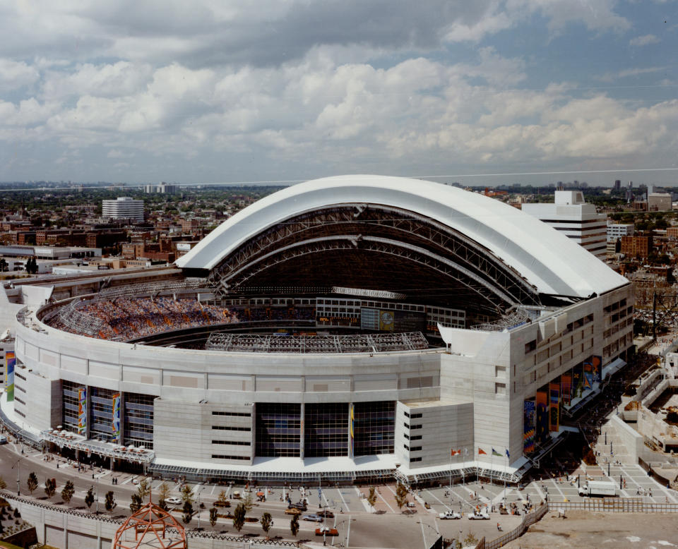 June 3, 1989: SkyDome; the world's first retractable roof; opens for business. (Photo by David Cooper/Toronto Star via Getty Images)