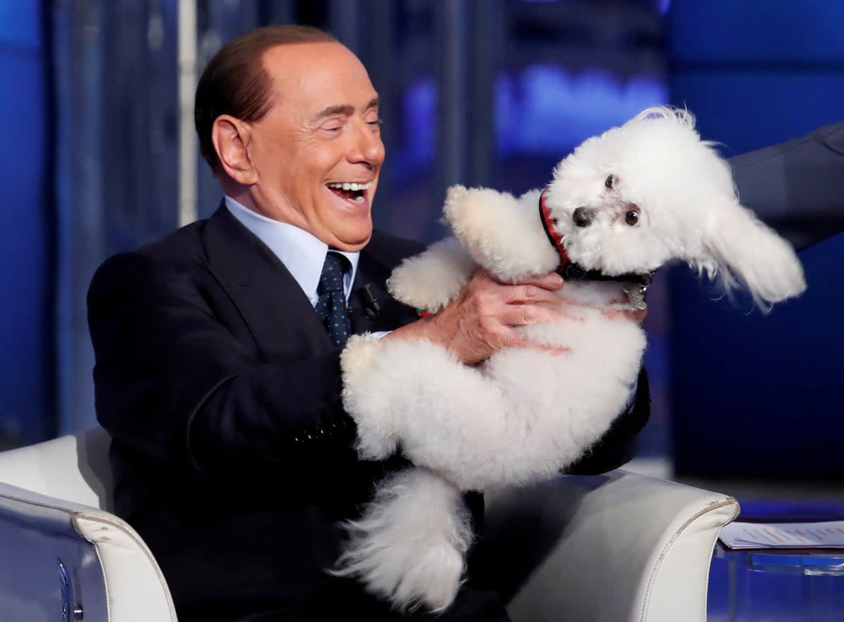 Berlusconi appears on the television talk show “Porta a Porta” in 2017 (Reuters)