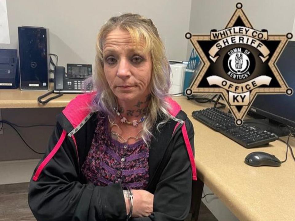 Tina Hicks, 45, was arrested after a toddler revealed her whereabouts (Whitley County Sheriff Department)