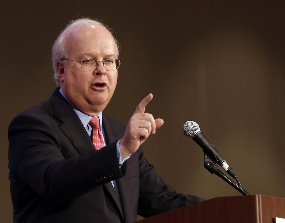 FILE - This March 2, 2013 file photo shows Republican strategist Karl Rove speaking in Sacramento, Calif. After a stretch of anemic fundraising, the Karl Rove-backed American Crossroads super PAC raised more cash in March than it did during the previous 14 months combined, according to summaries of campaign filings released Monday. The GOP establishment’s favorite super PAC raised almost $5.2 million last month and had more than $6.3 million in the bank as of March 31, according to the report summary. That cash will be used as the outside group tries to help Republicans pick up the six Senate seats they need to win control. American Crossroads has been running ads supporting establishment GOP candidates in Alaska and North Carolina and is expected to support former Massachusetts Sen. Scott Brown in his bid to unseat Democrat Jeanne Sheheen in New Hampshire. (AP Photo/Rich Pedroncelli, File)