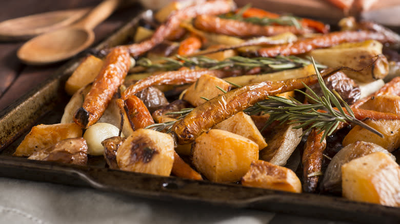 Roasted veggies on sheet pan