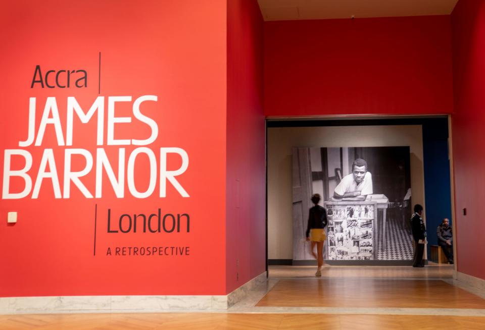 The entrance of the James Barnor exhibition at the Detroit Institute of Arts.