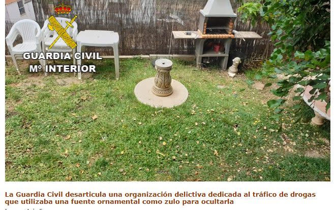 The entrance to the 'bat cave' was located under an ornamental fountain - Guardia Civil/Guardia Civil