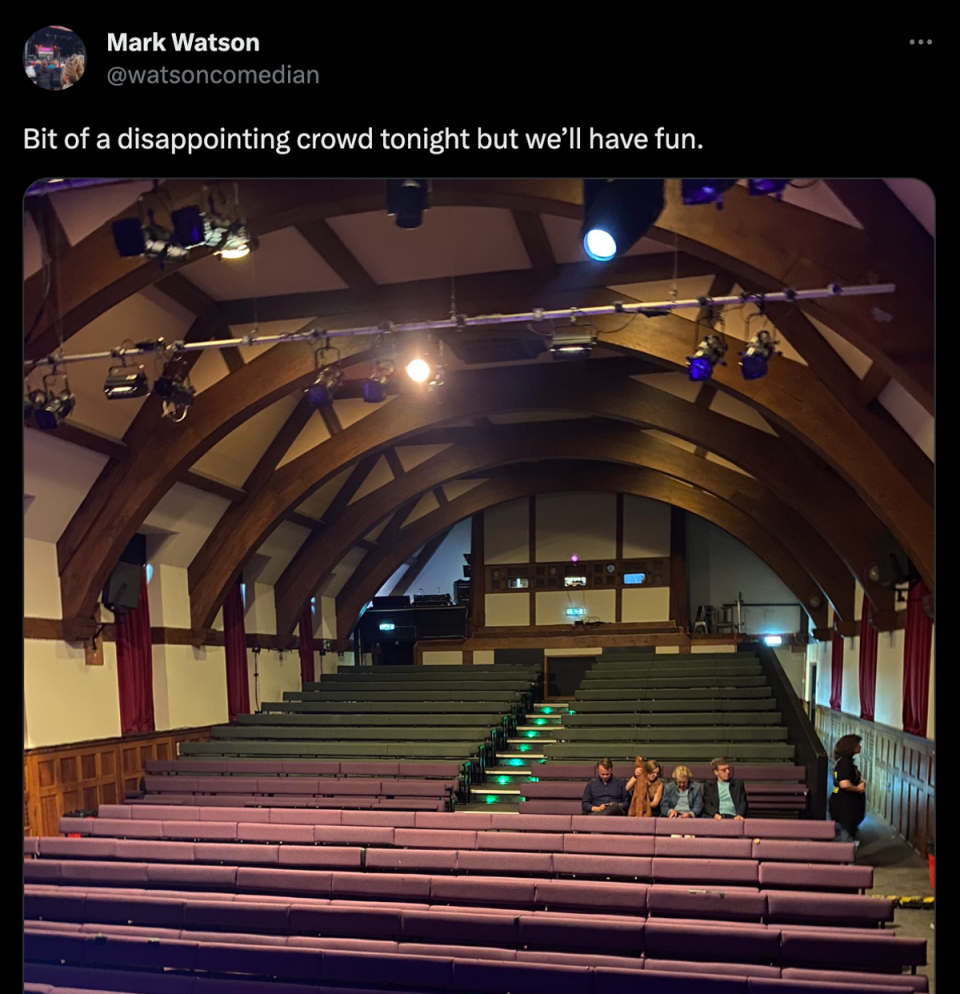 Mark Watson joked that nobody had shown up to his Edinburgh Fringe show (Twitter)