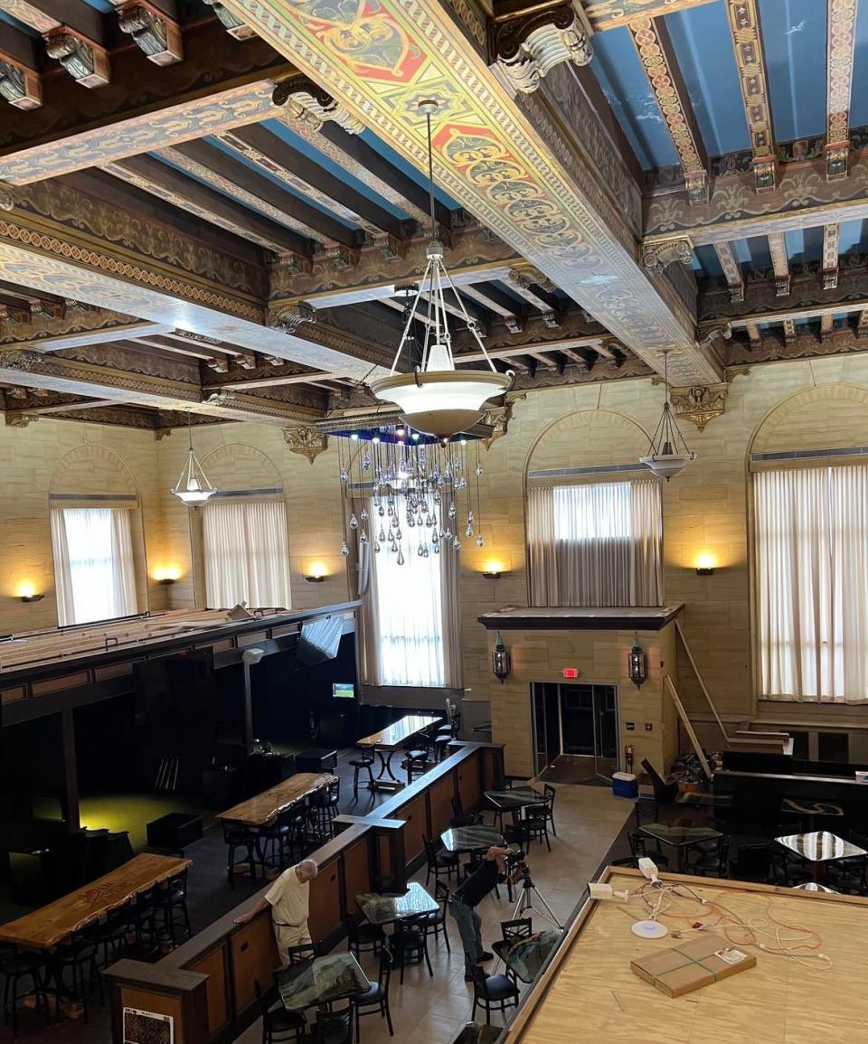 Ornate architecture give The 19th Hole in downtown Canton a unique setting as an indoor golf venue. The business is located inside the Mills Historic Tower.