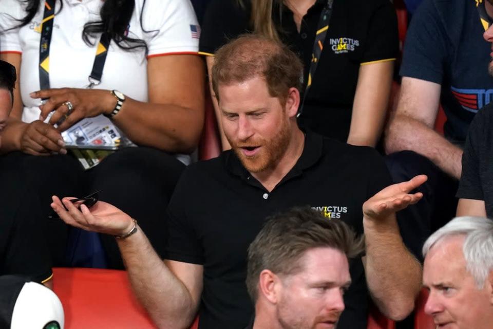 The Duke of Sussex attends the indoor rowing competition during the Invictus Games (PA) (PA Wire)