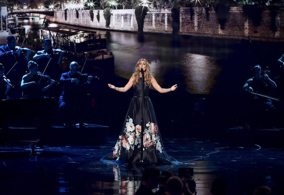 <p>Proving she can still rock the house no matter what her age is while wearing a stunning black gown with painted floral trim. <i>(Kevin Winter/Getty Images)</i><br></p>