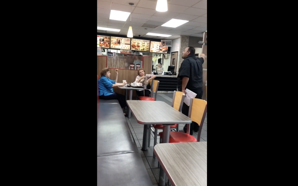 The manager of a Florida Burger King kicked out two elderly women who verbally attacked him for speaking Spanish. (Screenshot: Facebook/Neyzha Nicole)